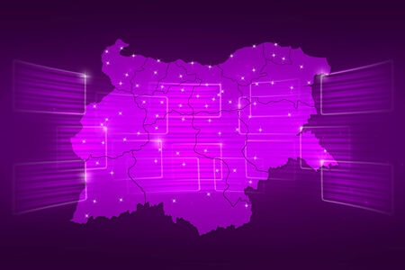Bulgaria Map World map News Communication delivery purpleの写真素材
