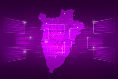 Burundi Map World map News Communication delivery purpleの写真素材