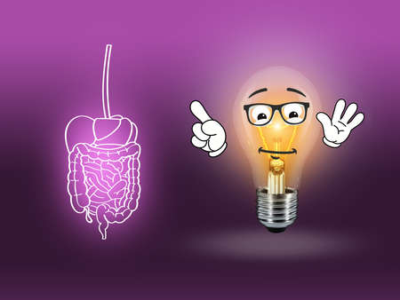 stomach intestinal digestive pain graphic illustration pinkの写真素材