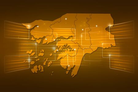 Guinea-Bissau Map World map News Communication delivery yellow goldの写真素材