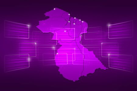 Guyana Map World map News Communication delivery purpleの写真素材