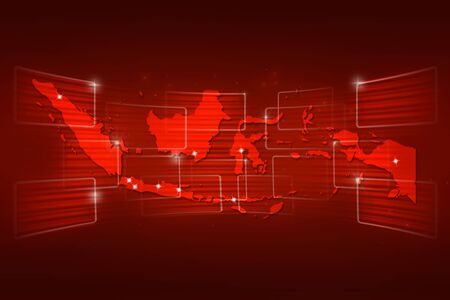 Indonesia Map World map News Communication delivery redの写真素材