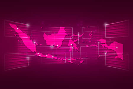 Indonesia Map World map News Communication delivery pinkの写真素材