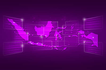 Indonesia Map World map News Communication delivery purpleの写真素材