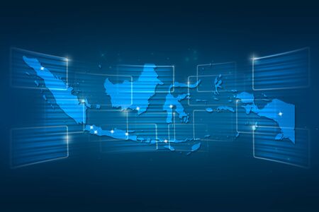 Indonesia Map World map News Communication delivery blueの写真素材