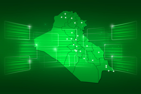 Iraq Map World map News Communication delivery greenの写真素材