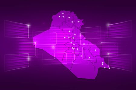 Iraq Map World map News Communication delivery purpleの写真素材