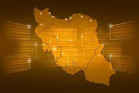 Iran Map World map News Communication delivery yellow goldの写真素材