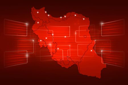 Iran Map World map News Communication delivery redの写真素材