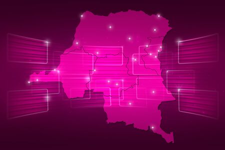 Democratic Republic of the Congo Map World map News Communication delivery pinkの写真素材