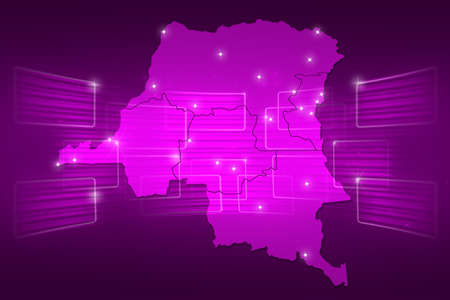 Democratic Republic of the Congo Map World map News Communication delivery purpleの写真素材