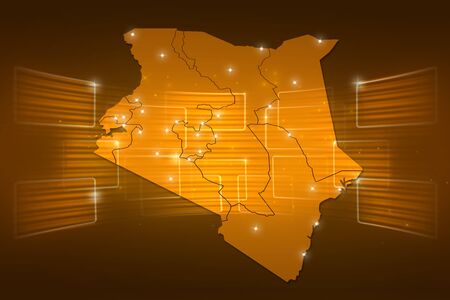 Kenia Map World map News Communication delivery yellow goldの写真素材