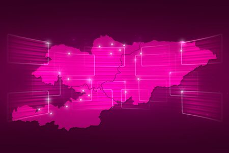 Kyrgyzstan Map World map News Communication delivery pinkの写真素材