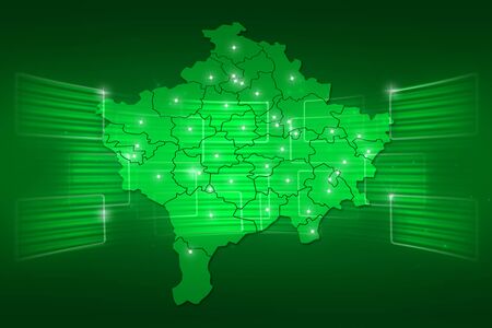 Kosovo Map World map News Communication delivery greenの写真素材