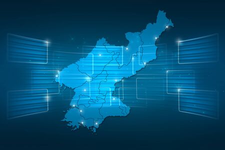 North Korea Map World map News Communication delivery blueの写真素材