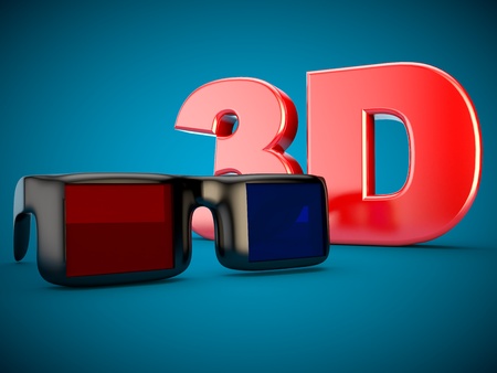 3D Cinema 3D glasses Kinfofilm film TVの写真素材