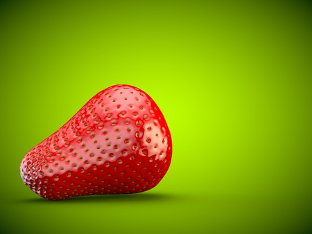 Strawberry fruit fresh healthy green 3D renderingの写真素材