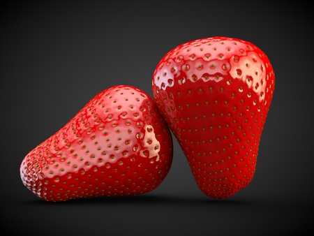 Strawberry fruit fresh healthy black 3D renderingの写真素材