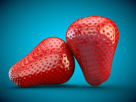 Strawberry fruit fresh healthy blue 3D renderingの写真素材