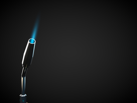 close up of metal cutting torch industry fire metal blue flameの写真素材