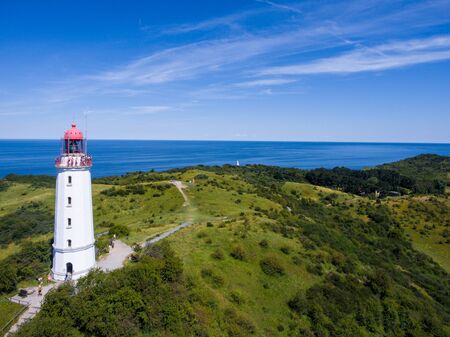 lighthouse dornbusch at hiddensee island summer landmarkの写真素材