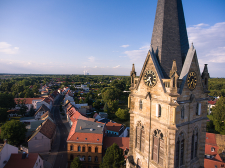 Old church Lucka medieval town Germany Thuringia panoramaの写真素材