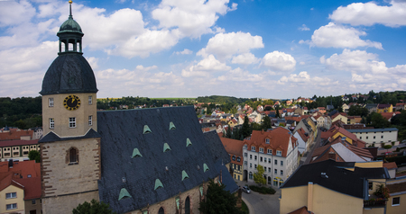 aerial view church St. Nicolai schmoelln thuringia germany architectureの写真素材