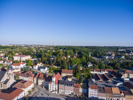 aerial view town schmoelln thuringia germany architectureの写真素材
