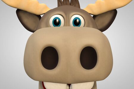 Cute moose cartoon animal zoo forest 3d illustrationの写真素材