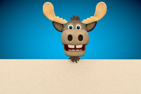 Cute moose cartoon animal zoo forest 3d illustrationの写真素材