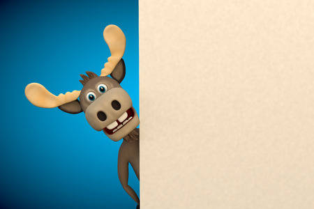 Cute moose cartoon animal zoo forest 3d illustrationの写真素材