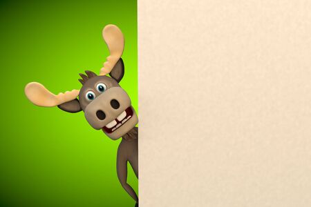 Cute moose cartoon animal zoo forest 3d illustrationの写真素材