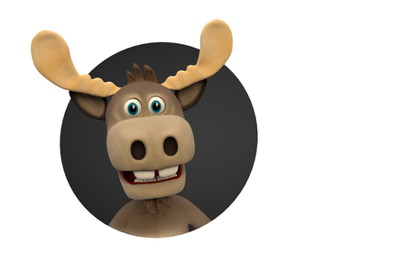 Cute moose cartoon animal zoo forest 3d illustrationの写真素材