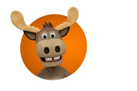 Cute moose cartoon animal zoo forest 3d illustrationの写真素材