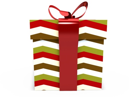 Gift box with ribbon bow 3d illustration rendering presentの写真素材