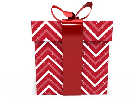 red Gift box with ribbon bow 3d illustration rendering presentの写真素材