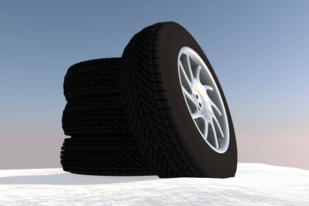 Snow Ice Tire concept 3d rendering illustration wheelの写真素材