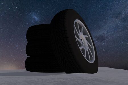 Snow Ice Tire concept 3d rendering illustration wheelの写真素材