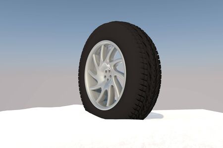 Snow Ice Tire concept 3d rendering illustration wheelの写真素材