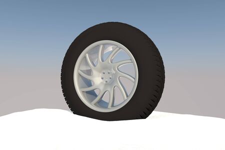 Snow Ice Tire concept 3d rendering illustration wheelの写真素材