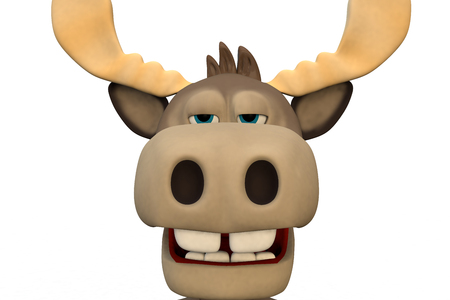 Cute bored moose cartoon animal 3d illustration renderingの写真素材