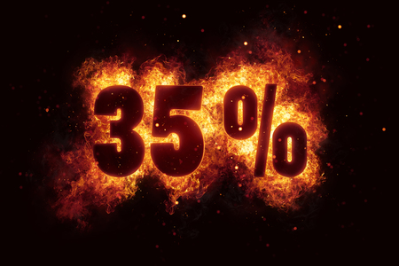 burning 35 percent sign discount offer fire offの写真素材