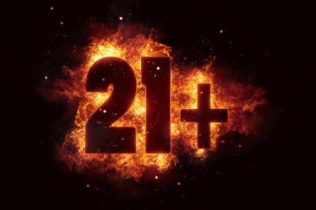 twentyone sign 21 adult only alert allowed permissionの写真素材
