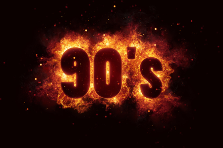 90s party disco background fire flames hot explosionの写真素材