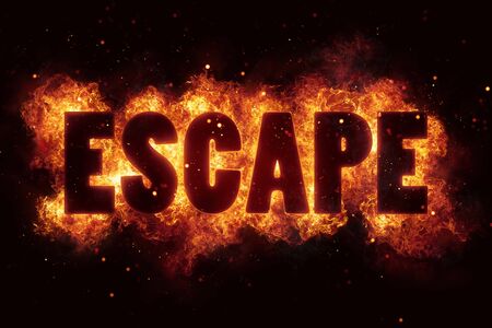 escape fire flames burn burning text explosion explodeの写真素材