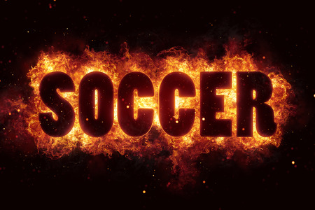 soccer football fire text sos flames flame burn burning explodeの写真素材