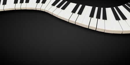 3d render of a piano keyboard in a fluid wavelike movementの写真素材