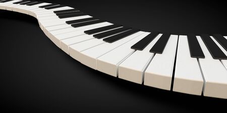 3d render of a piano keyboard in a fluid wavelike movementの写真素材