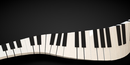 3d render of a piano keyboard in a fluid wavelike movementの写真素材