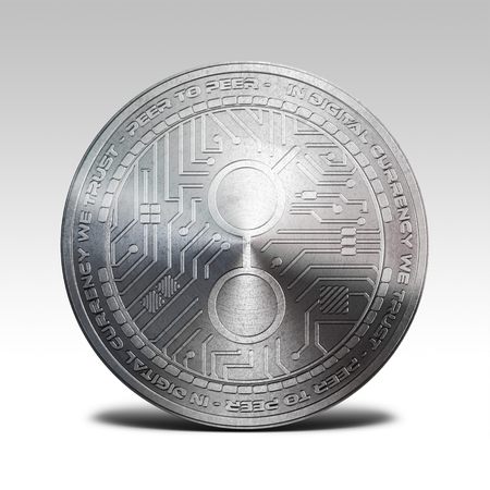 Silver golem coin isolated on white background 3d renderingの写真素材